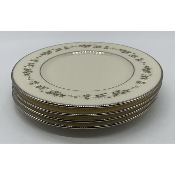 Vtg Lenox Brookdale Platinum Trim 6.5” Bread Dessert Plate Set Of 4 Retired - Picture 7 of 7